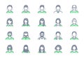 People avatar line icons. Vector illustration included icon as man, female, muslim, senior, adult and young human