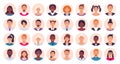 People avatar. Smiling human circle portrait, female and male person round avatars flat icon vector illustration Royalty Free Stock Photo