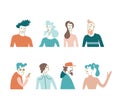 People avatar vector icon set.Bright people portraits - young men and women.Talking people with supervising concept.face character