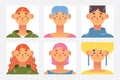 People avatars collection. Smiling male and female characters with various hairstyle Royalty Free Stock Photo