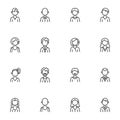 People avatars line icons set Royalty Free Stock Photo