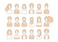 People avatars. Line person portraits, diverse man woman id images for site forum app vector collection Royalty Free Stock Photo