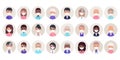 People avatars in medical masks. Vector illustration. Faces icons in flat design Royalty Free Stock Photo