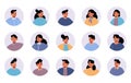 People avatars, round icons with characters faces