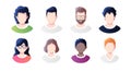 People avatars set isolated on a white background. Profile picture icons. Male and female faces. Cute cartoon modern simple design Royalty Free Stock Photo