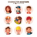 People Avatars Set Vector. Face, Emotions. Default Royalty Free Stock Photo