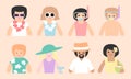 People avatars - summer holiday set Royalty Free Stock Photo