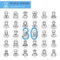 People Avatars, thin line icons set