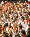 People awaits the begining of San Fermin festival