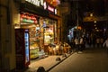 People in the back streets eating, walking, chatting and shopping at istiklal street