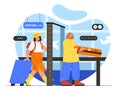 People in baggage terminal concept