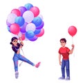 People with balloon cartoon vector illustration Royalty Free Stock Photo