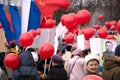 People with balloons on war day 2017. Russia - Berezniki on 9 may 2018