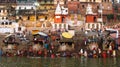 People at the bank of the ganges river Royalty Free Stock Photo