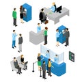 People In Bank Isometric Set Royalty Free Stock Photo