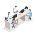 People in the bank sitting at the desk Royalty Free Stock Photo