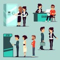 People in the bank, vector banking service, business concept