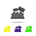 people with banners multicolored icons. Elements of protest and rallies icon. Signs and symbol collection icon for websites, web d