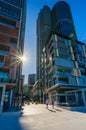 People at Barangaroo precinct jogging and doing sports early in the morning