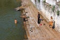 People bathing in India