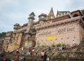People bathing at Munshi Ghat in Varanasi, India Royalty Free Stock Photo