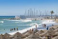 People bathing in waves Marbella Spain Royalty Free Stock Photo