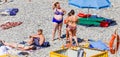 People on the beach. The Black Sea coast near the village of Janhot, Krasnodar region Royalty Free Stock Photo