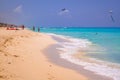 People on the beach of Playacar at Caribbean Sea of Mexico Royalty Free Stock Photo