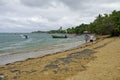 People on beach in Presqu`Ile de la Caravelle on January 1,2017, Martinique, Royalty Free Stock Photo