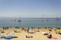 People on the beach on summer day Royalty Free Stock Photo