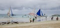 People on the beach at sunny day in Boracay, Philippines Royalty Free Stock Photo