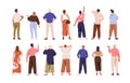 People from behind set. Men, women turned back, rear view. Characters standing backside. Persons gesturing, pointing Royalty Free Stock Photo