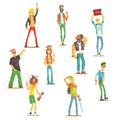 People Belonging To Different Subculture Set Of Recognizable Cartoon Characters With Cultural Group Attributes Royalty Free Stock Photo