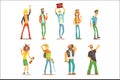 People Belonging To Different Subculture Set Of Recognizable Cartoon Characters With Cultural Group Attributes Royalty Free Stock Photo