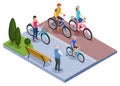 People And Bicycle Isometric Composition Royalty Free Stock Photo