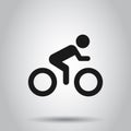 People on bicycle sign icon in flat style. Bike vector illustration on isolated background. Men cycling business concept Royalty Free Stock Photo