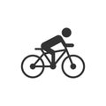 People on bicycle sign icon in flat style. Bike vector illustration on white isolated background. Men cycling business concept Royalty Free Stock Photo