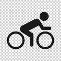 People on bicycle sign icon in transparent style. Bike vector illustration on isolated background. Men cycling business concept