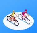 People On Bicycles Isometric Background