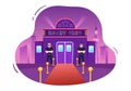 People Big and Bald Bouncers Standing Outside the Entrance to the Night Club in Flat Cartoon Illustration