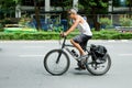 People is biking on the road in lumphine bangkok, thailand Royalty Free Stock Photo