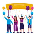 people birthday celebration balloons confetti board