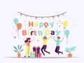 People Birthday Celebration Party Flat Design Vector Illustration design isolated.