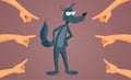 People Blaming the Wolf for Everything Vector Cartoon illustration