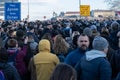 People blocking roads and bridges in city protesting against expropriation law and lithium mining project of Rio Tinto Royalty Free Stock Photo