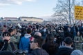 People blocking roads and bridges in city protesting against expropriation law and lithium mining project of Rio Tinto Royalty Free Stock Photo