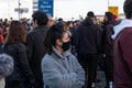 People blocking roads and bridges in city protesting against expropriation law and lithium mining project of Rio Tinto Royalty Free Stock Photo