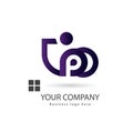 People bluish purple color logo design two people Royalty Free Stock Photo