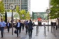 People blur. Office people moving fast to get to work at early morning in Canary Wharf aria Royalty Free Stock Photo