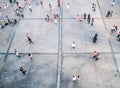 People blurred from top view,crowd of people bird eye view